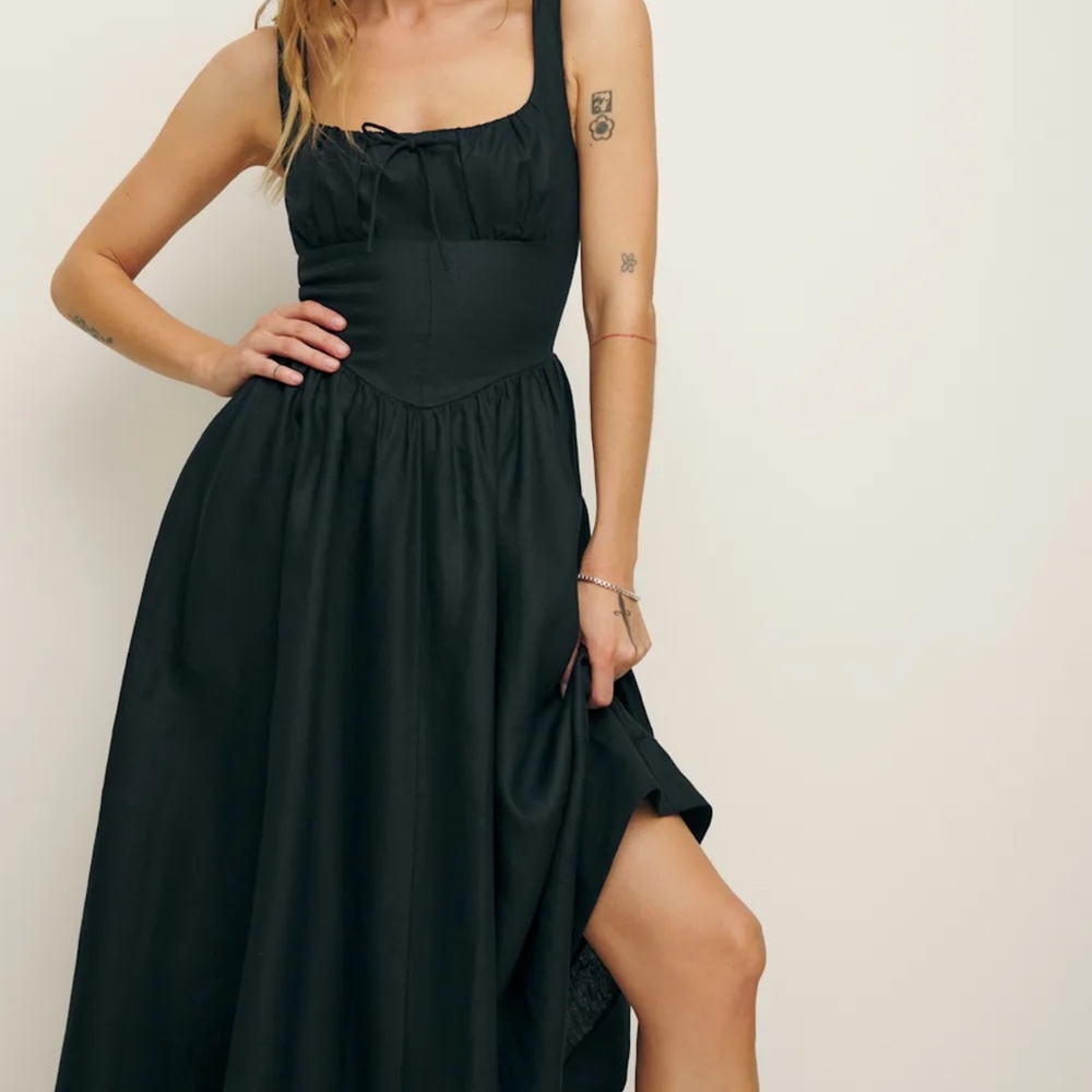 Reformation Black Midi Dress